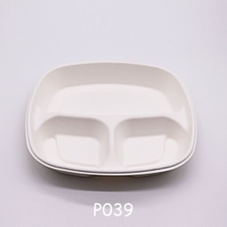 Bagasse 3-compartment plate 9&quot;